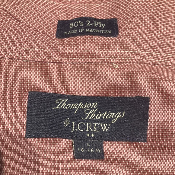 J Crew Thompson large 16/16 1/2 80s two ply cotton burgundy/white dress shirt. - Picture 4 of 5